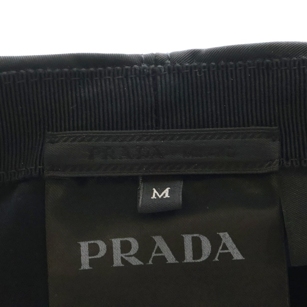 PRADA(プラダ) Re-Nylon トライアングルプレートロゴ ベレー帽 ハンチングハット 帽子 ブラック 2HC224 2DMI レディース