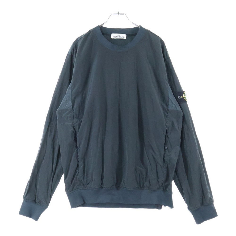 STONE ISLAND(ストーンアイランド) 17AW Nylon Metal Crew スウェット切り替えナイロンクルーネック プルオーバー ブラック 671563312
