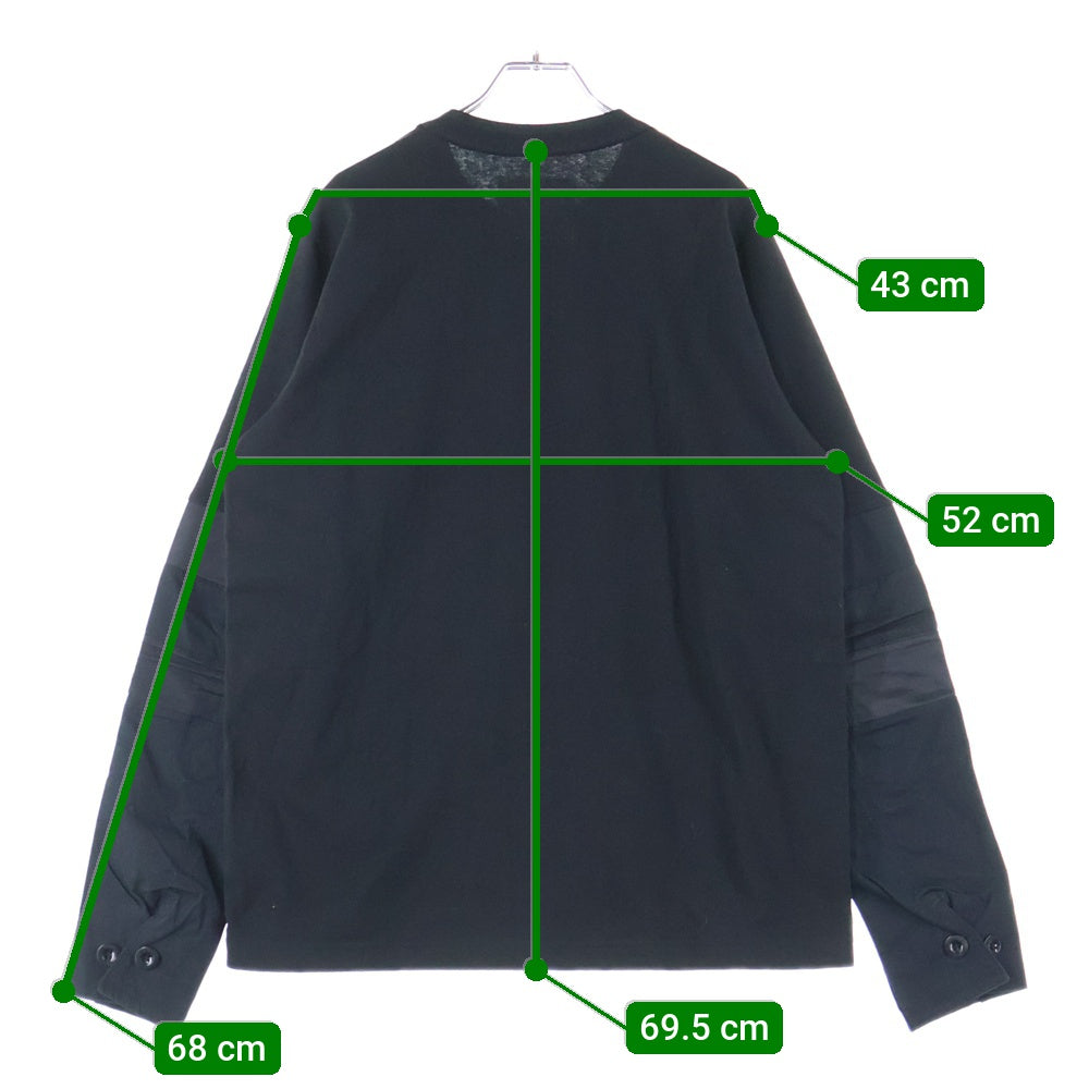 Sacai(サカイ) 21SS COTTON NYLON OXFORD LONG SLEEVE T-SHIRT 袖オックスフォードシャツ切り替え長袖Tシャツ ブラック 21-02515M