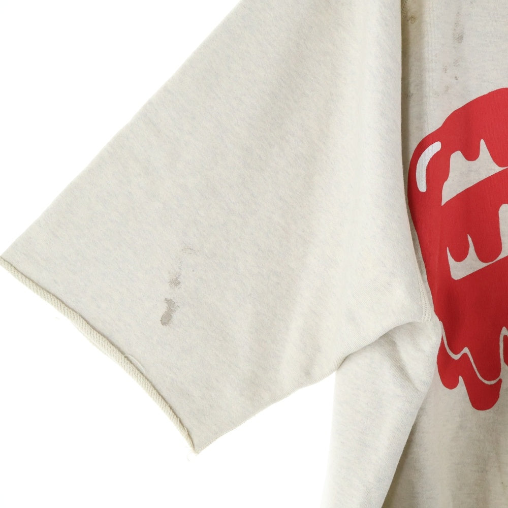 SAINT MICHAEL(セントマイケル) 21AW EU STM SS SWEAT ダメージ加工 プリントスウェット半袖シャツ グレー EU-A21-0000-052