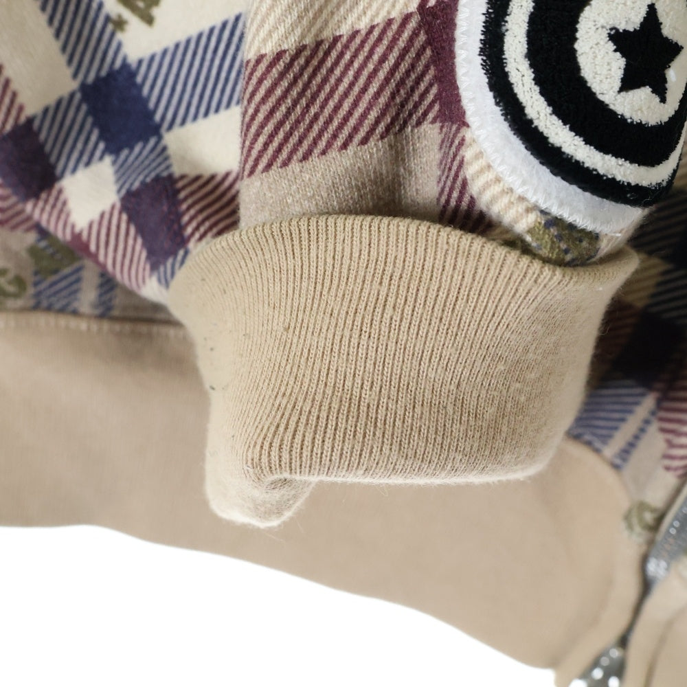 A BATHING APE(アベイシングエイプ) Full Zip Hoodie フルジップ ロゴチェック シャークパーカー ベージュ