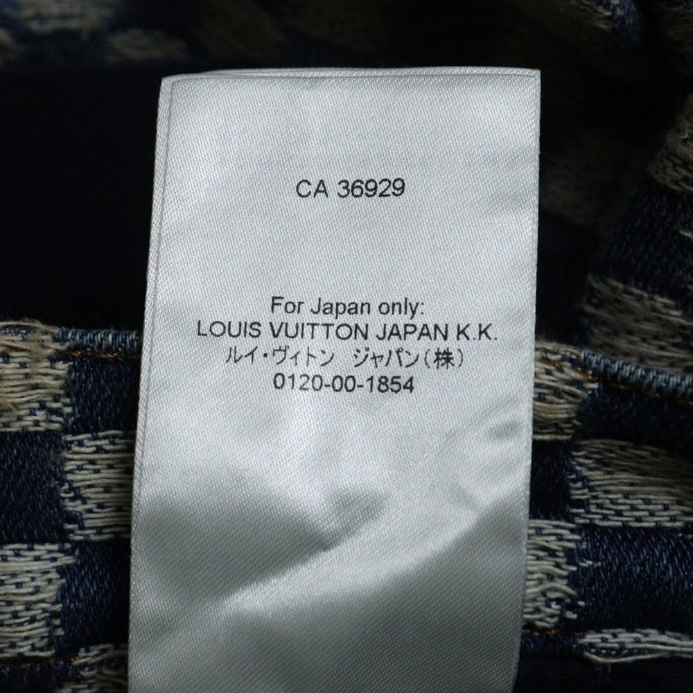 LOUIS VUITTON(ルイヴィトン) 25AW ダミエ ワイドレッグジーンズ レザーパッチ 5ポケットデニム インディゴ