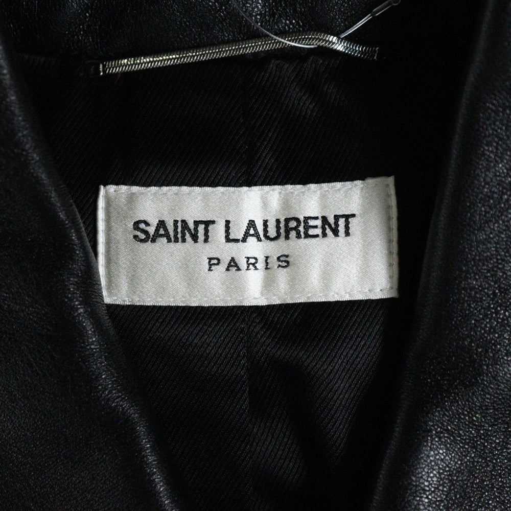 SAINT LAURENT PARIS(サンローランパリ) スムースレザー デニムスタイル ボタンジャケット ブラック 529949 YC2OC