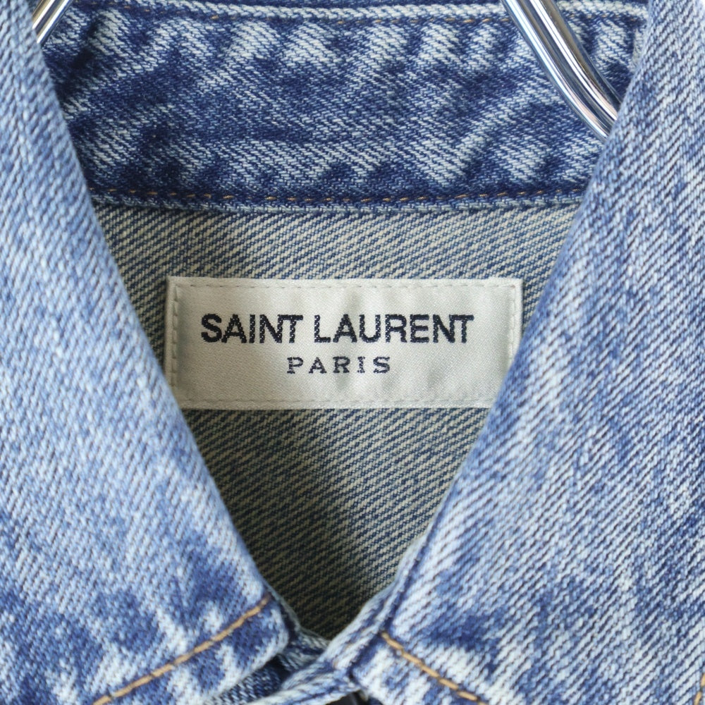 SAINT LAURENT PARIS(サンローランパリ) 23AW Cassandre YSLロゴ刺繍 カサンドラ デニム長袖シャツ インディゴブルー 753029 Y07JA ※タグ欠損