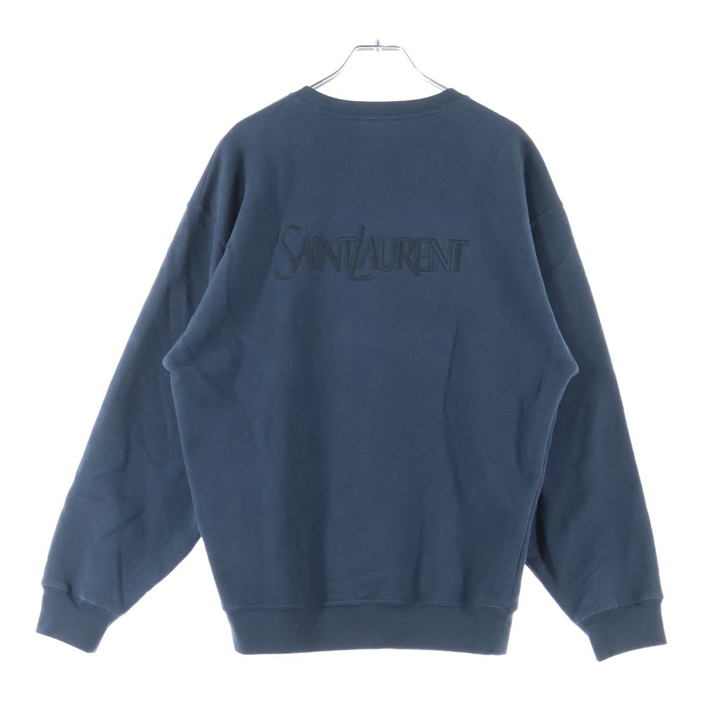 SAINT LAURENT PARIS(サンローランパリ) 23AW バックロゴ スウェットクルーネックシャツ ネイビー 754513 Y36SW