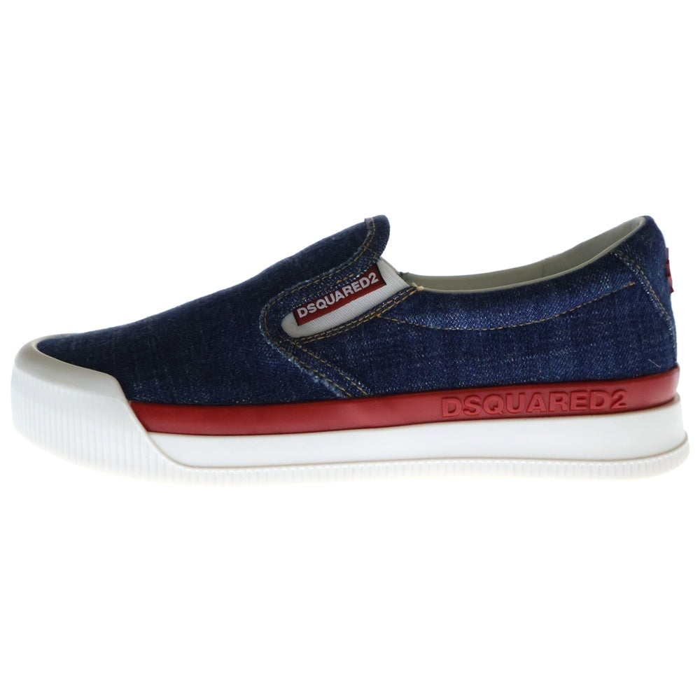 DSQUARED2(ディースクエアード) New Jersey Denim Slip On Sneakers ニュージャージー デニムスリッポン ローカットスニーカー インディゴ SNM034510100001M2852