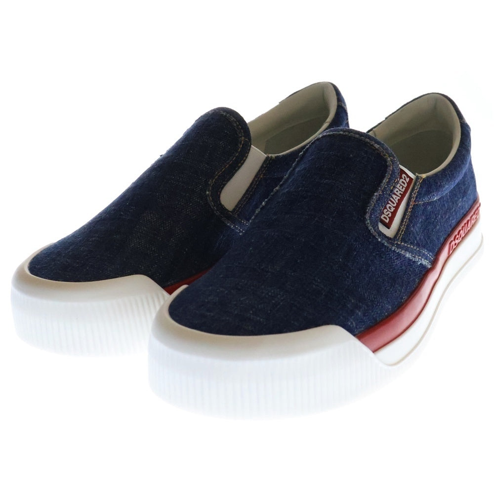 DSQUARED2(ディースクエアード) New Jersey Denim Slip On Sneakers ニュージャージー デニムスリッポン ローカットスニーカー インディゴ SNM034510100001M2852