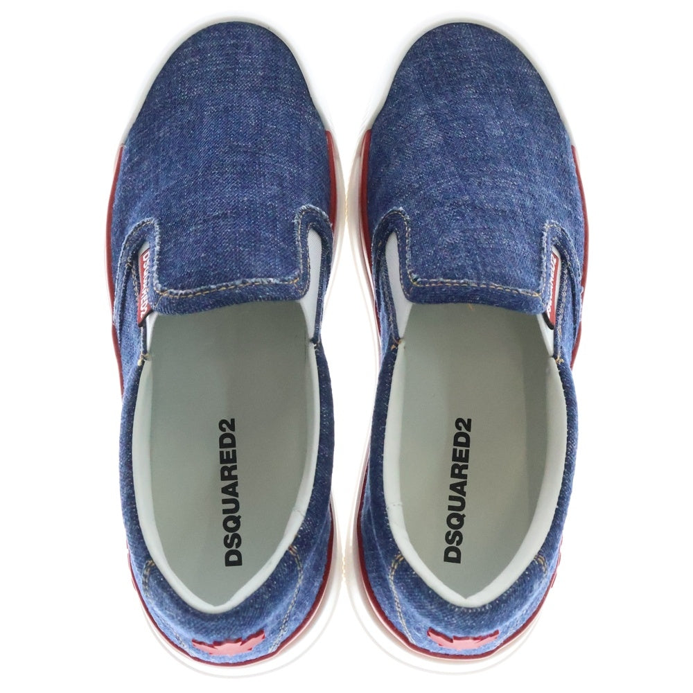 DSQUARED2(ディースクエアード) New Jersey Denim Slip On Sneakers ニュージャージー デニムスリッポン ローカットスニーカー インディゴ SNM034510100001M2852