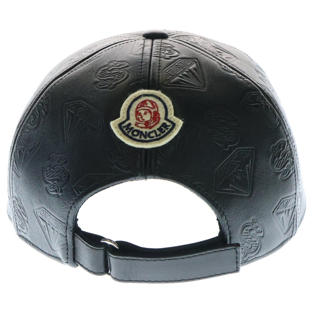 MONCLER(モンクレール) x Billionaire Boys Club ビリオネアボーイズクラブ 総柄レザーベースボールキャップ ブラック ※タグ欠損