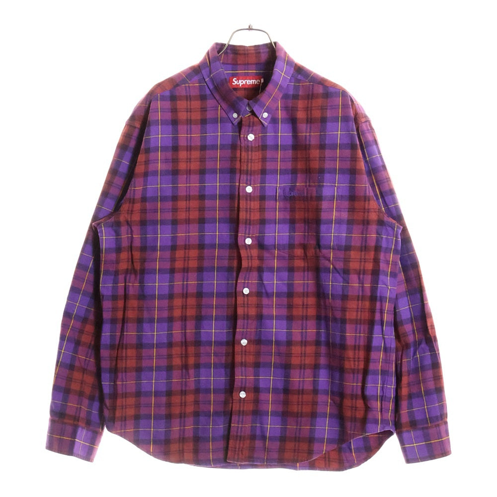 SUPREME(シュプリーム) 24AW Plaid Flannel Shirt プレイドフランネル 長袖シャツ パープル調