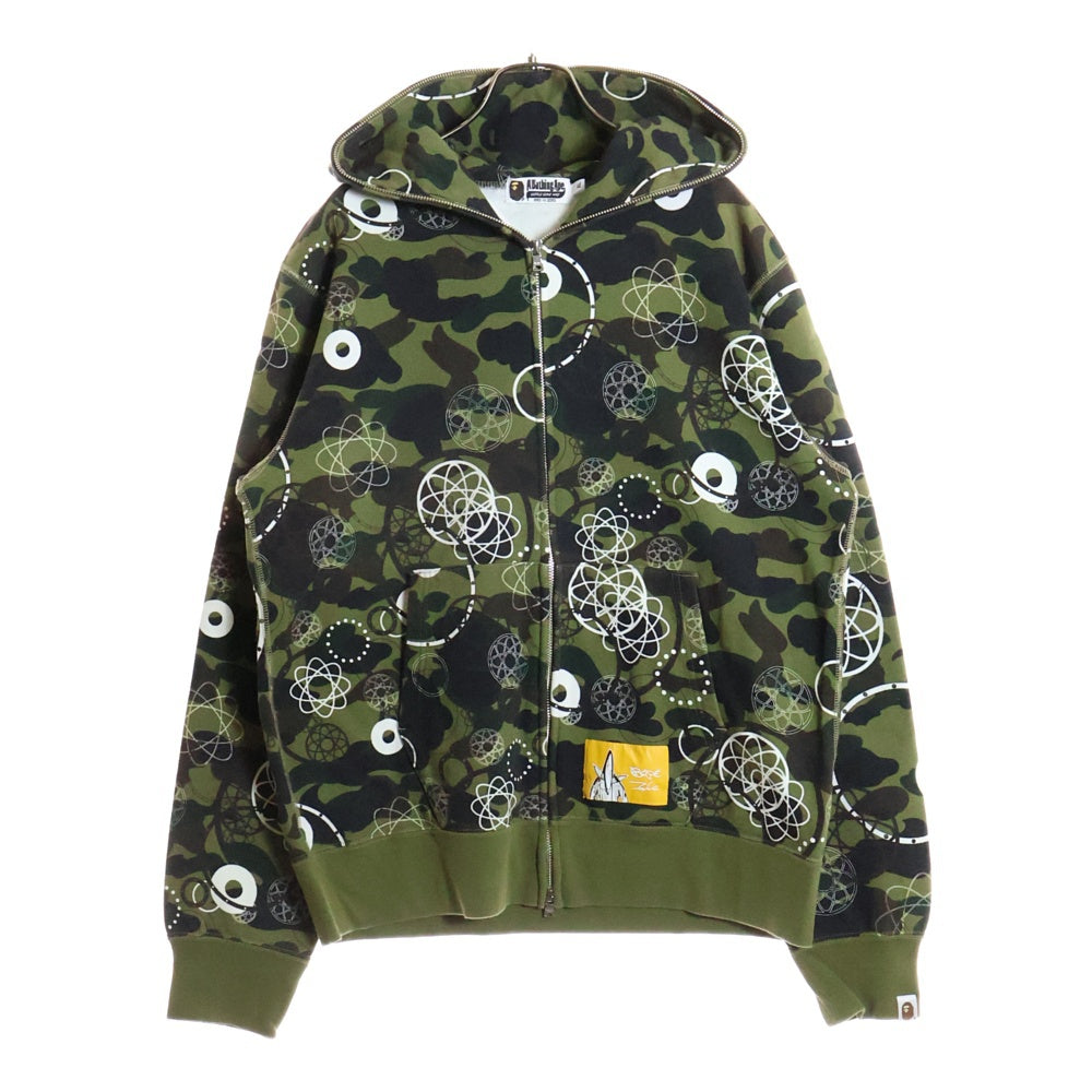 A BATHING APE(アベイシングエイプ) ×FUTURA フーチュラ シャーク スウェットジップパーカー カモフラージュ柄 グリーン/カーキ