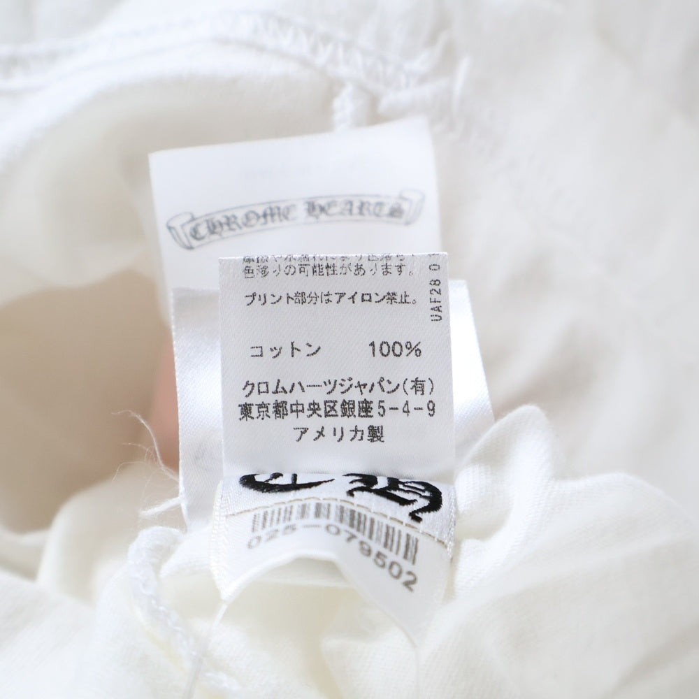 CHROME HEARTS(クロムハーツ) Neon Pink Stripe Logo Tee ネオンピンク ストライプロゴプリント クルーネック半袖Tシャツ カットソー ホワイト/ピンク