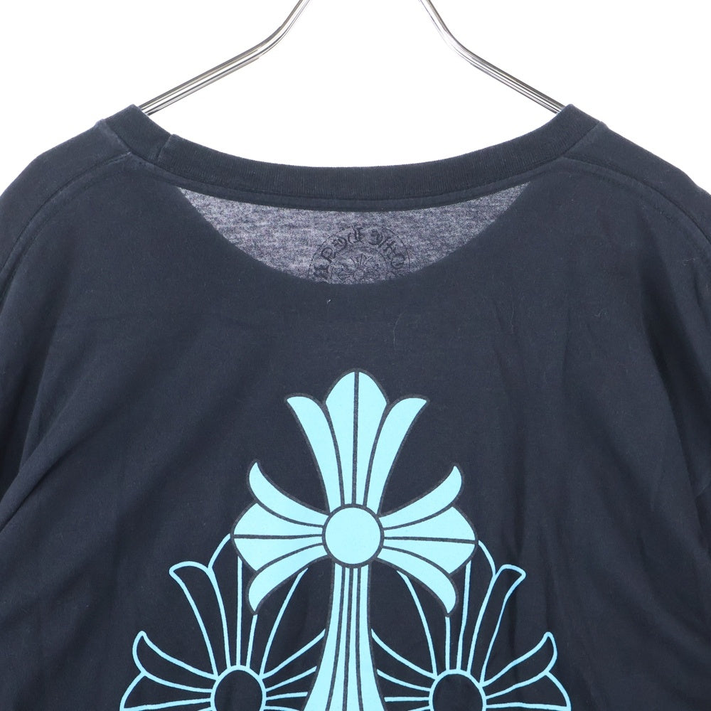 CHROME HEARTS(クロムハーツ) Triple Cross Logo L/S Tee トリプルクロスロゴ クルーネック 長袖Tシャツ ブラック/ブルー