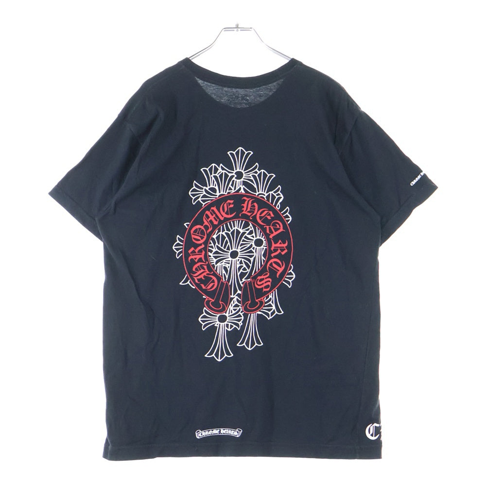 CHROME HEARTS(クロムハーツ) Horseshoe Tee ホースシュー セメタリークロス CHロゴプリント 半袖Tシャツ カットソー ブラック/レッド