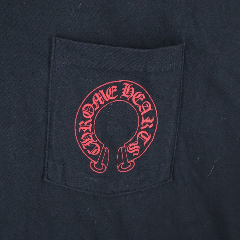 CHROME HEARTS(クロムハーツ) Horseshoe Tee ホースシュー セメタリークロス CHロゴプリント 半袖Tシャツ カットソー ブラック/レッド