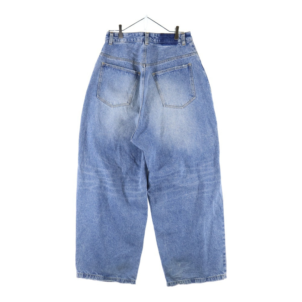 WHITELAND(ホワイトランド) 24SS DAMEGE WIDE DENIM ダメージ加工ワイドデニムパンツ インディゴ 24S-PTL348-WL