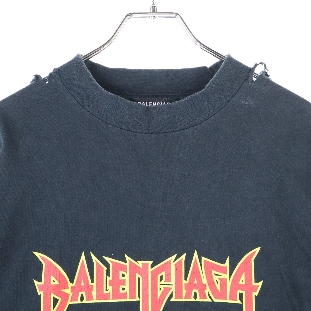 BALENCIAGA(バレンシアガ) Metal Oversized Long Sleeve Tee メタルロゴ オーバーサイズ長袖Tシャツ カットソー ブラック693949 TMV88