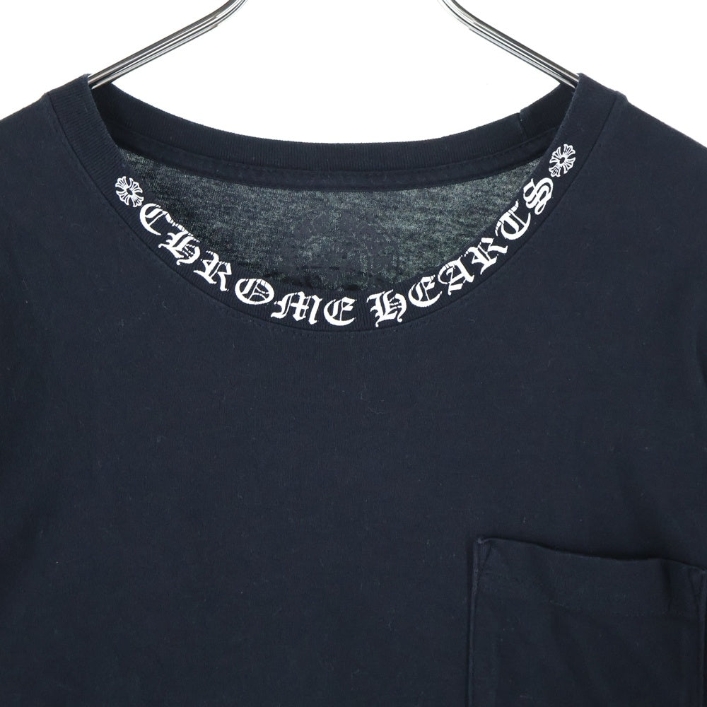 CHROME HEARTS(クロムハーツ) CH L/S ネックロゴプリント 袖フローラル クルーネック 長袖Tシャツ カットソー ブラック