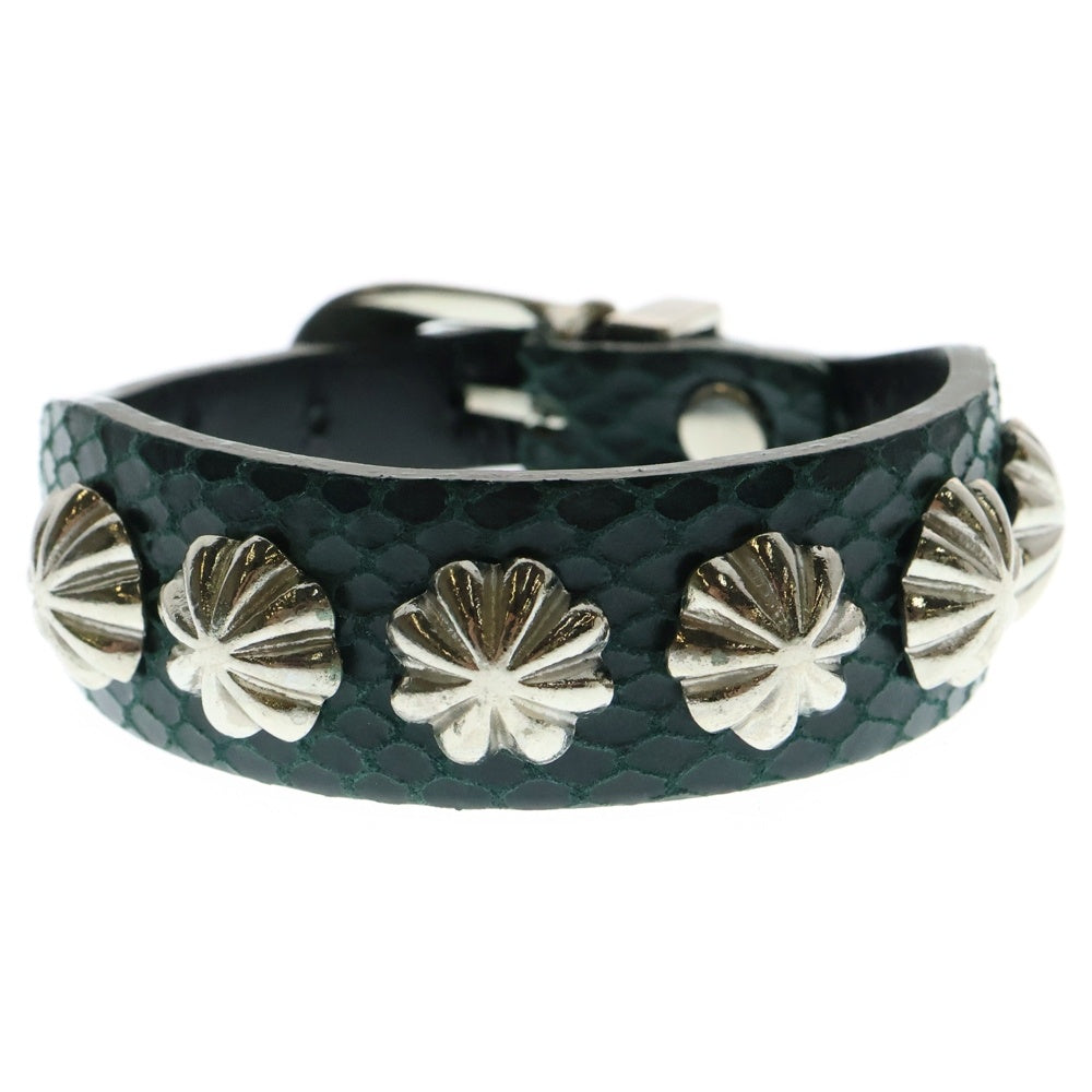 TOGA(トーガ) CONCHO LEATHER BANGLE コンチョレザーバングル ブレスレット グリーン/シルバー TZ241-AK942