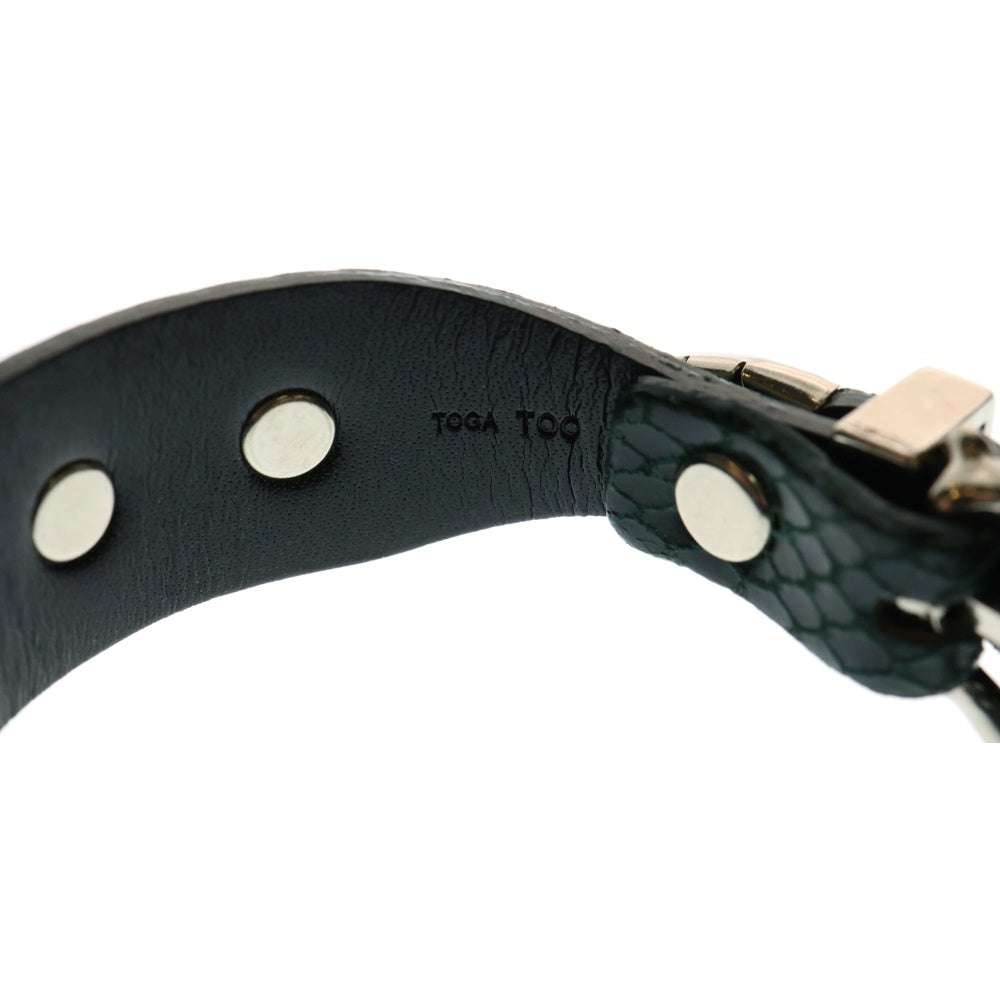TOGA(トーガ) CONCHO LEATHER BANGLE コンチョレザーバングル ブレスレット グリーン/シルバー TZ241-AK942