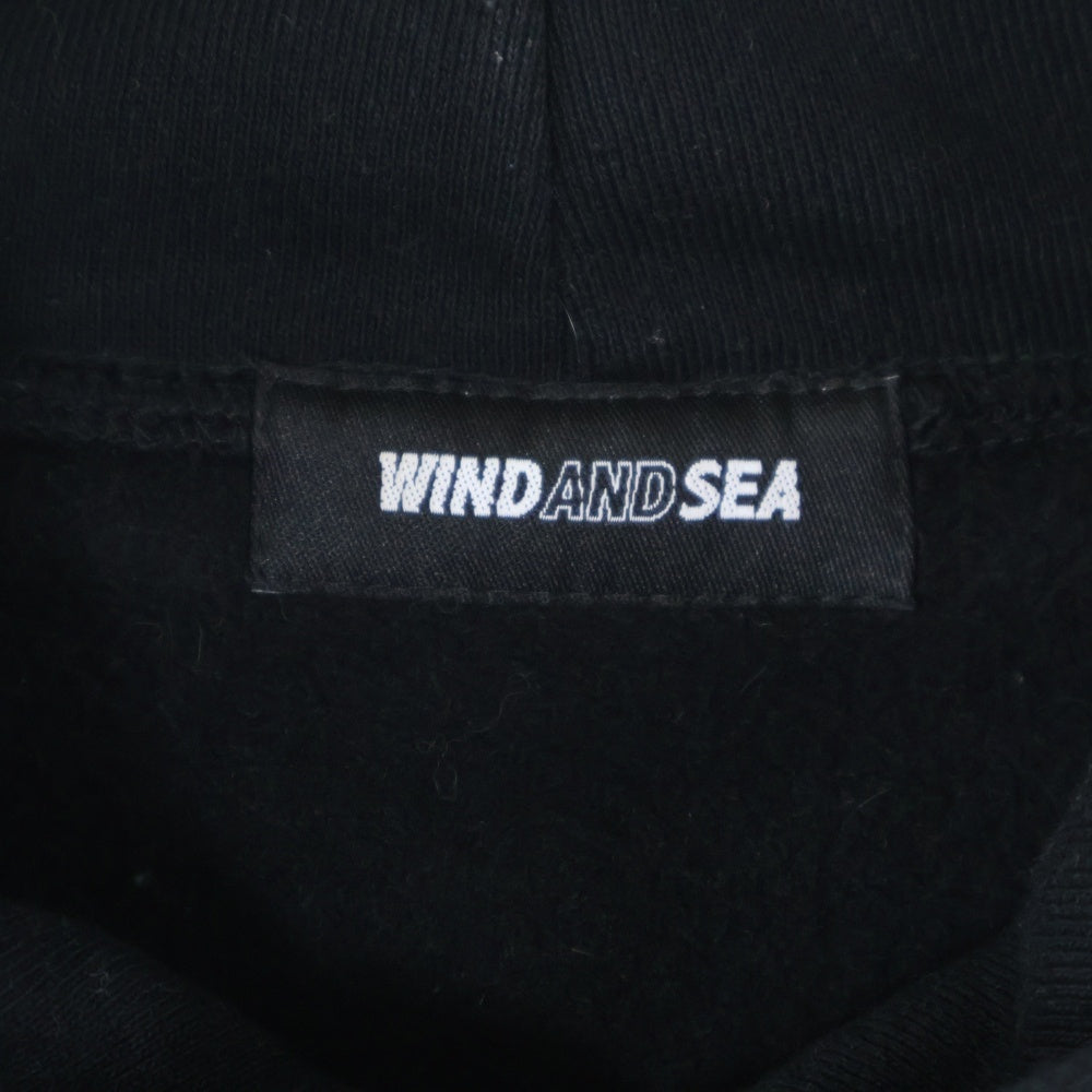 WIND AND SEA(ウィンダンシー) 3周年記念 プリントロゴ スウェットプルオーバーパーカー ブラック/ブルー WDS-NKM-01