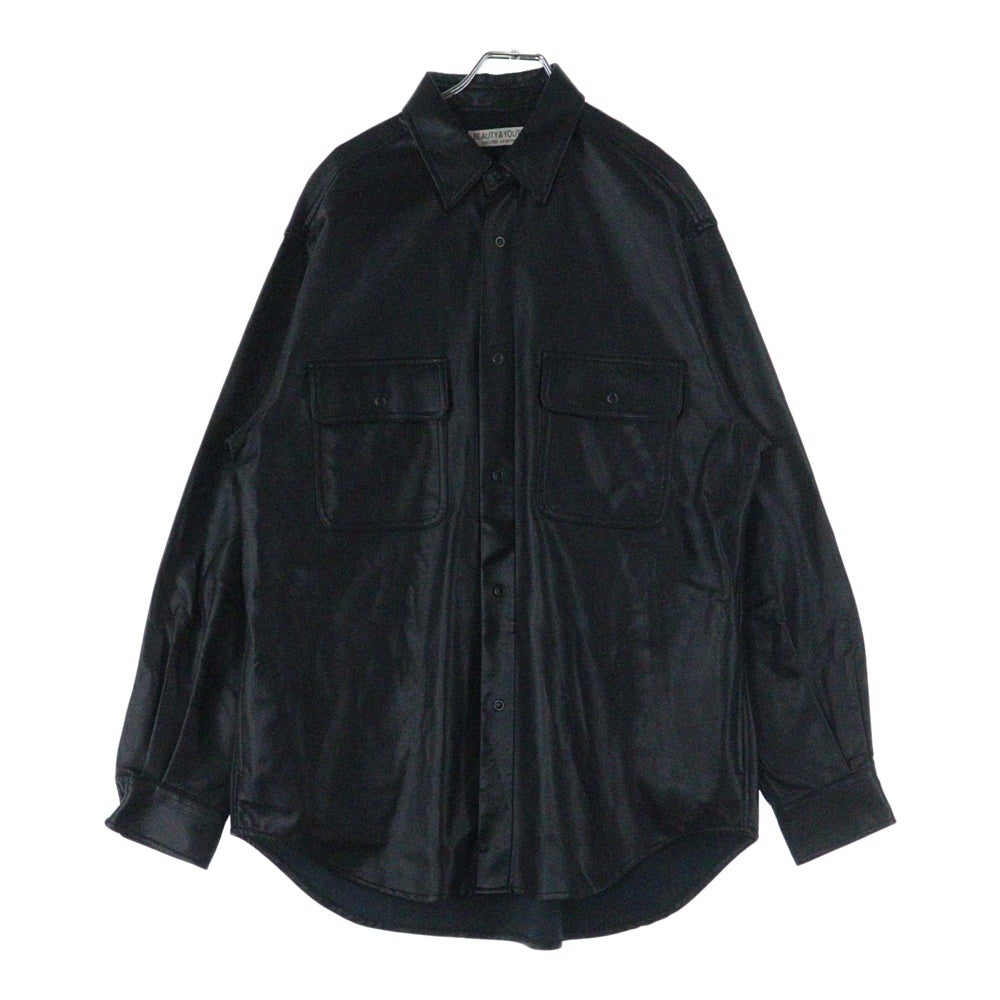 BEAUTY&YOUTH UNITED ARROWS(ビューティーアンドユースユナイテッドアローズ) フェイクレザー 長袖シャツ ブラック 1211-186-7780