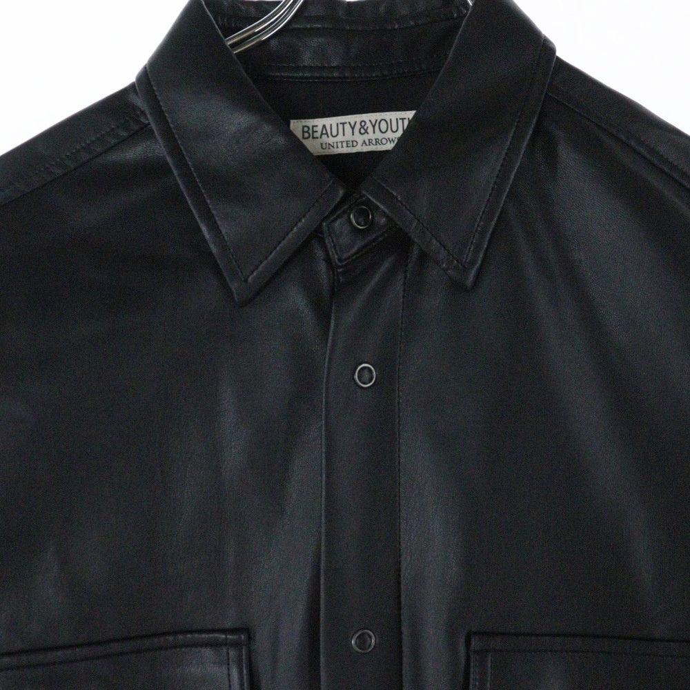 BEAUTY&YOUTH UNITED ARROWS(ビューティーアンドユースユナイテッドアローズ) フェイクレザー 長袖シャツ ブラック 1211-186-7780