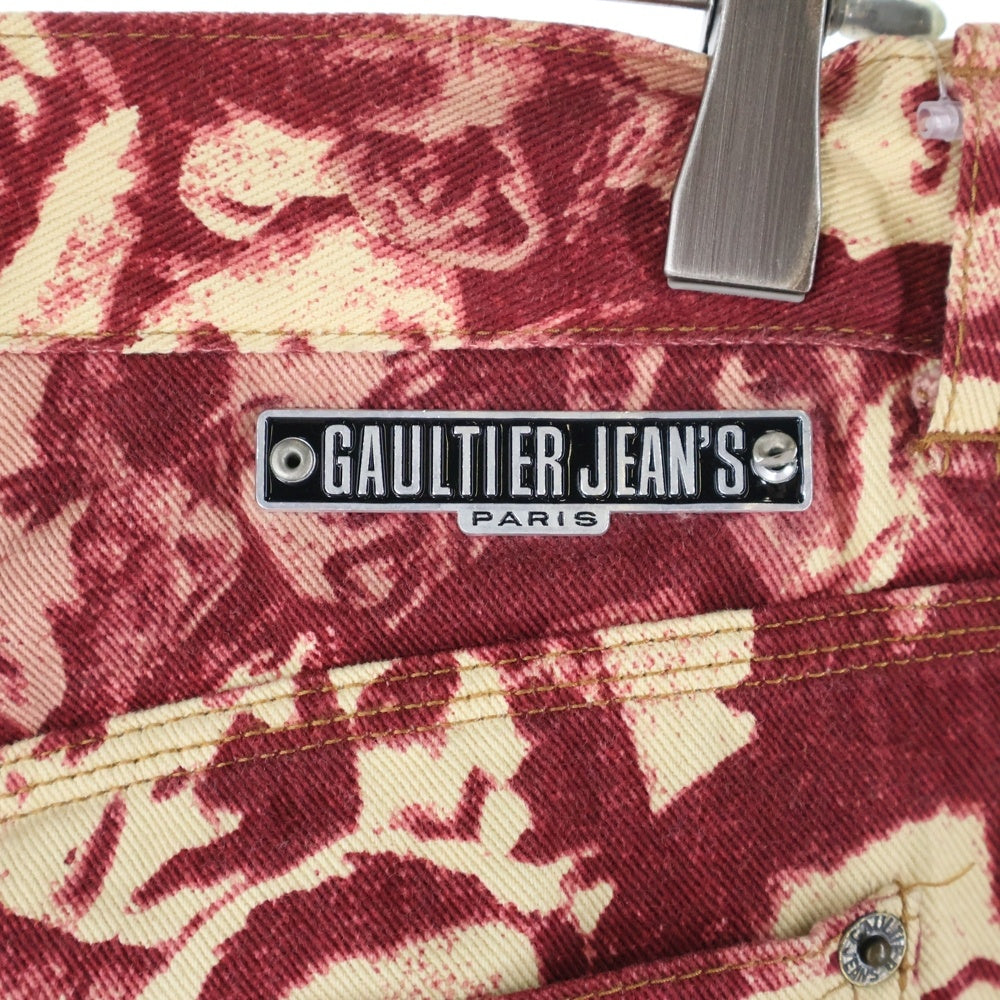 Jean Paul GAULTIER(ジャンポールゴルチエ) GAULTIER JEAN'S フェイス総柄プリントパンツ レッド