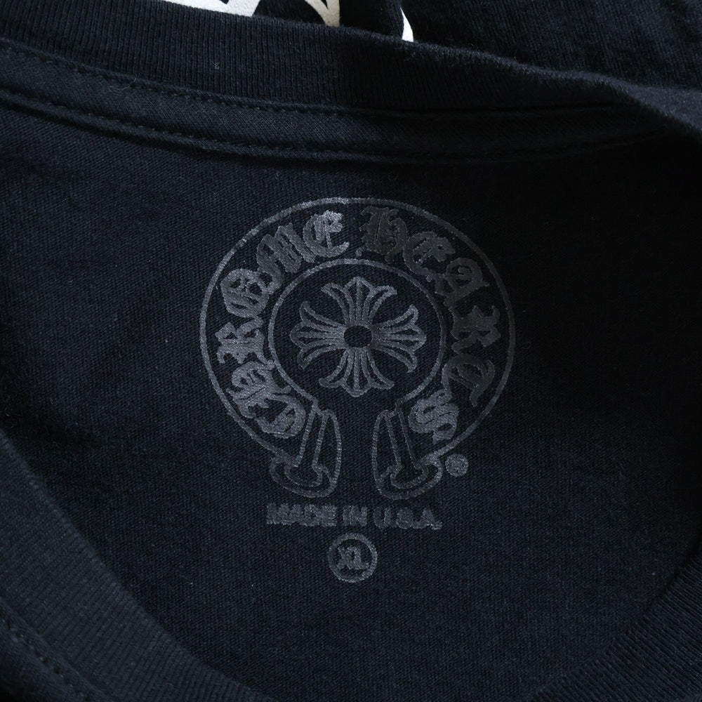 CHROME HEARTS(クロムハーツ) FLRL CRS HORSESHOE L/S バックホースシュー 袖フローラル ロングスリーブカットソー 長袖Tシャツ ロンT ブラック