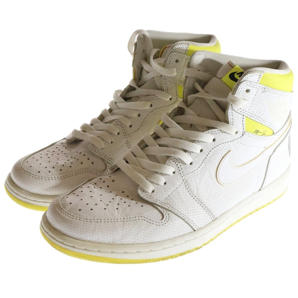 NIKE(ナイキ) AIR JORDAN 1 RETRO HIGH OG FIRST CLASS FLIGHT エアジョーダン 1 レトロ ファーストクラス ハイカットスニーカー ホワイト/イエロー US10/28cm 555088-170
