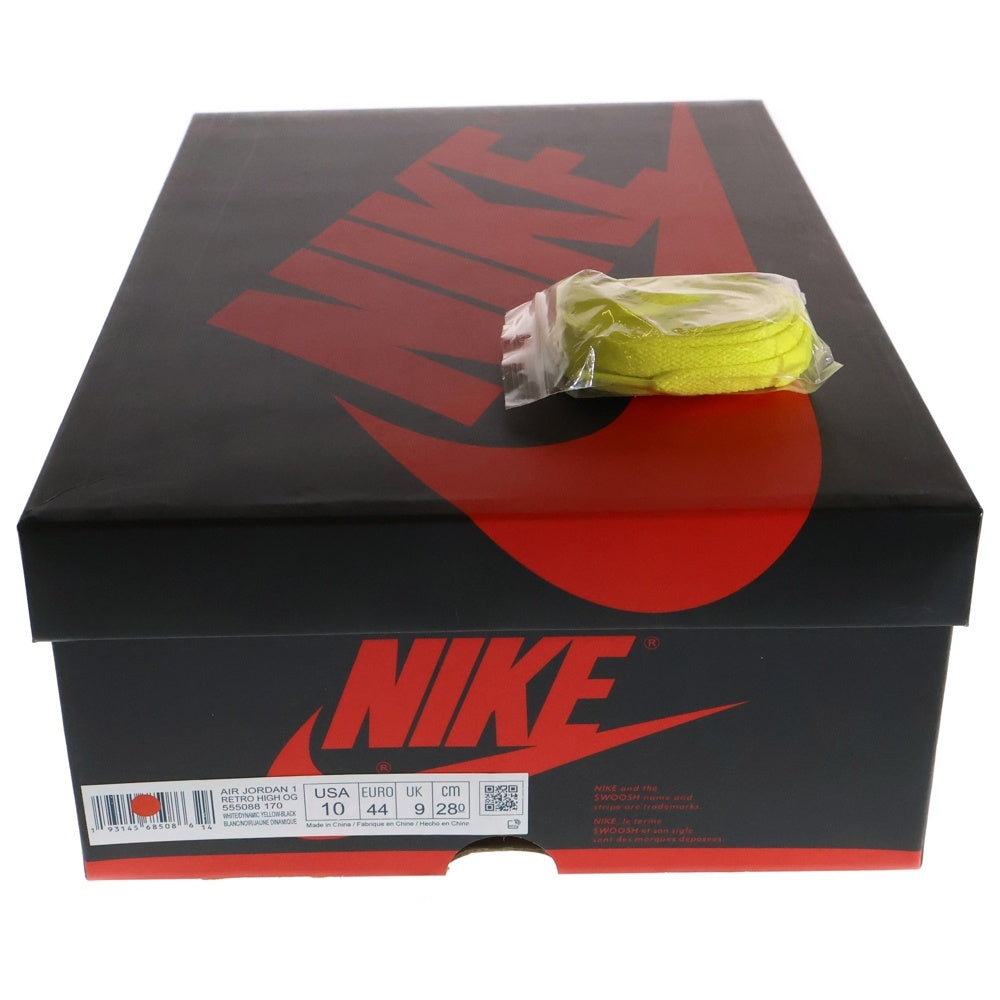 NIKE(ナイキ) AIR JORDAN 1 RETRO HIGH OG FIRST CLASS FLIGHT エアジョーダン 1 レトロ ファーストクラス ハイカットスニーカー ホワイト/イエロー US10/28cm 555088-170