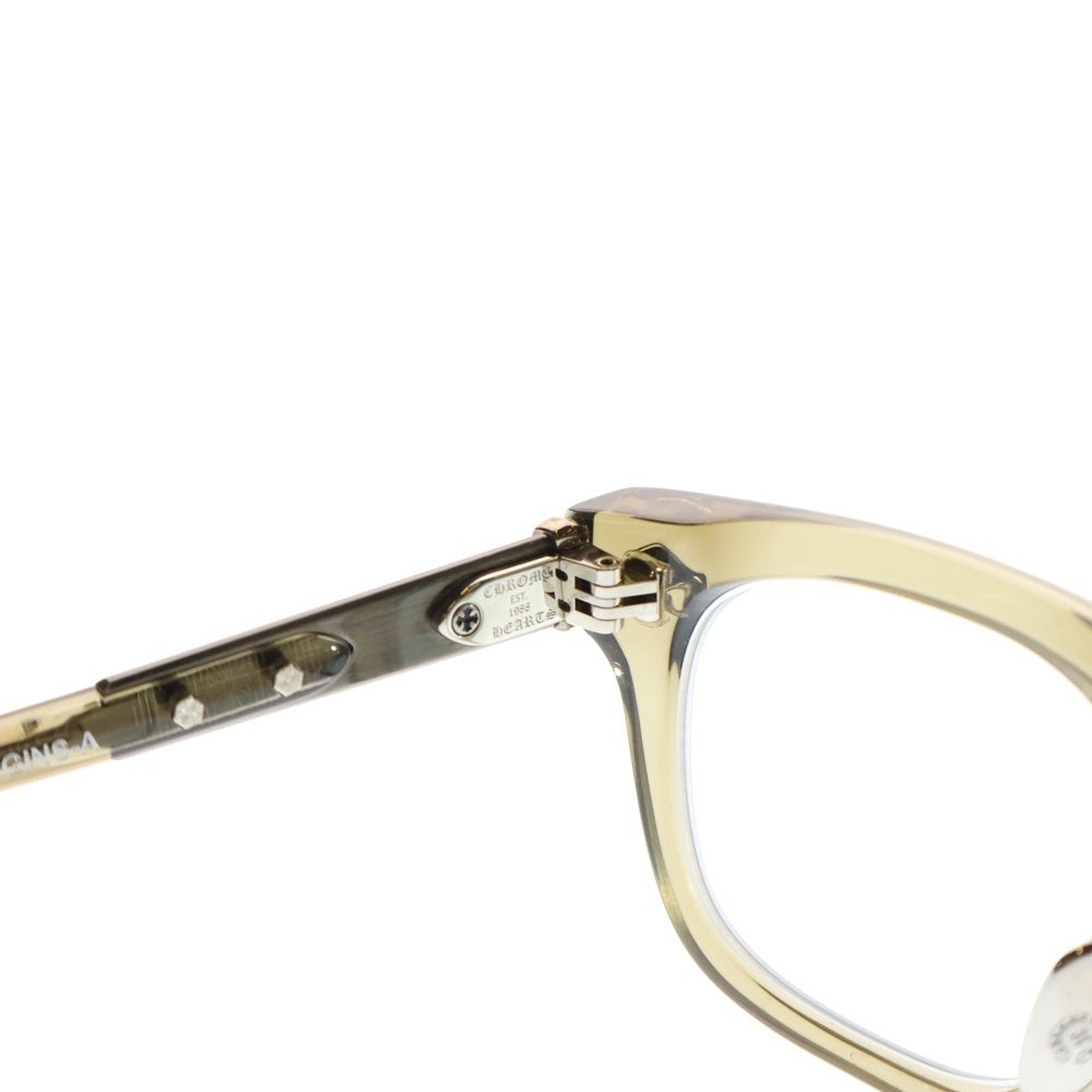 CHROME HEARTS(クロムハーツ) BAGGINS-A サイドフレアニーテンプル クリアフレームサングラス アイウェア カーキ×シルバー