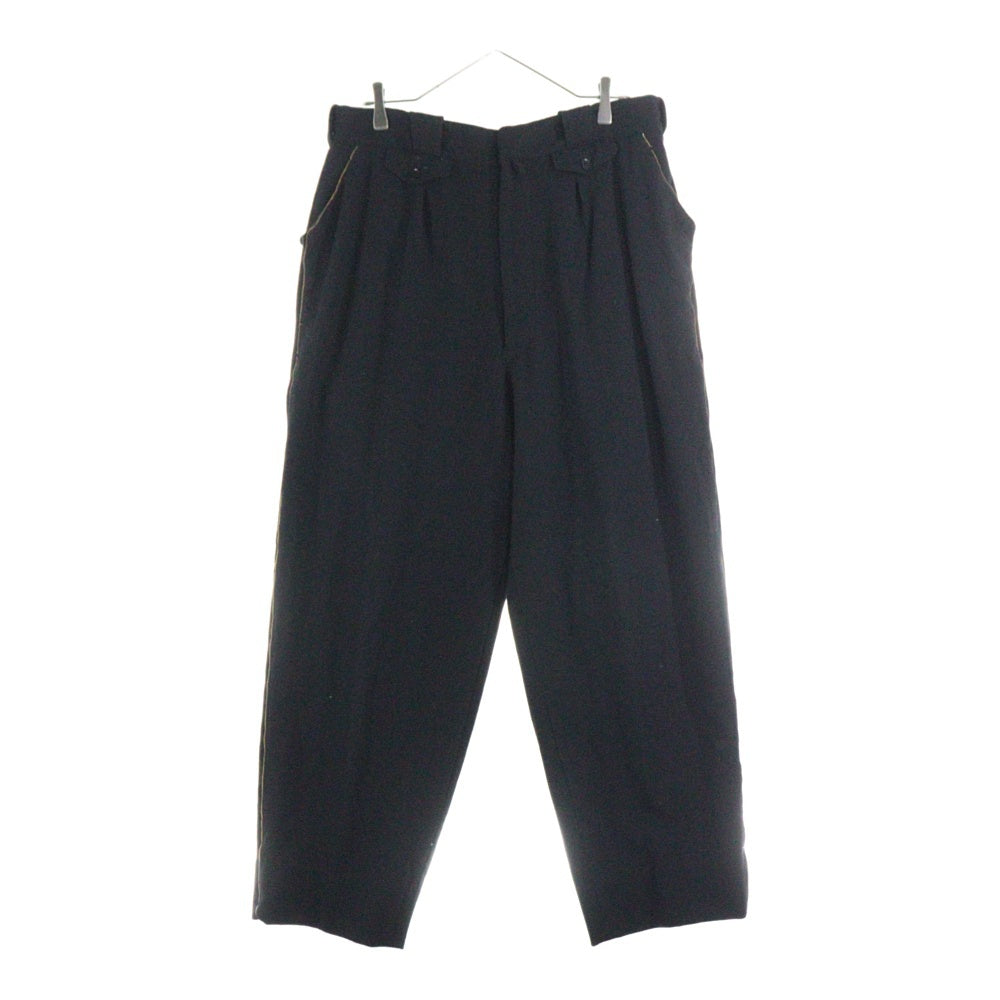 Yohji Yamamoto POUR HOMME(ヨウジヤマモト プールオム) 00AW ゴールドライン付きウールワイドパンツ スラックス ブラック HT-P08-116