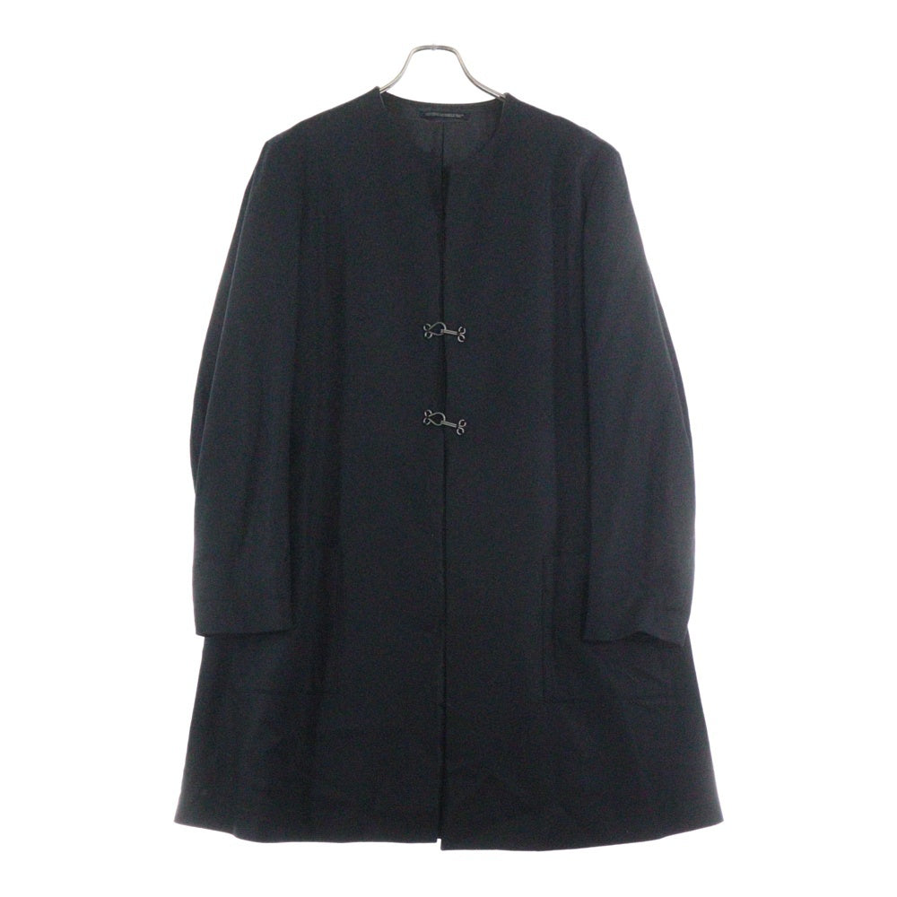 Yohji Yamamoto POUR HOMME(ヨウジヤマモト プールオム) 99AW フロントフックボタン ウールノーカラーコート ブラック HN-J29-151
