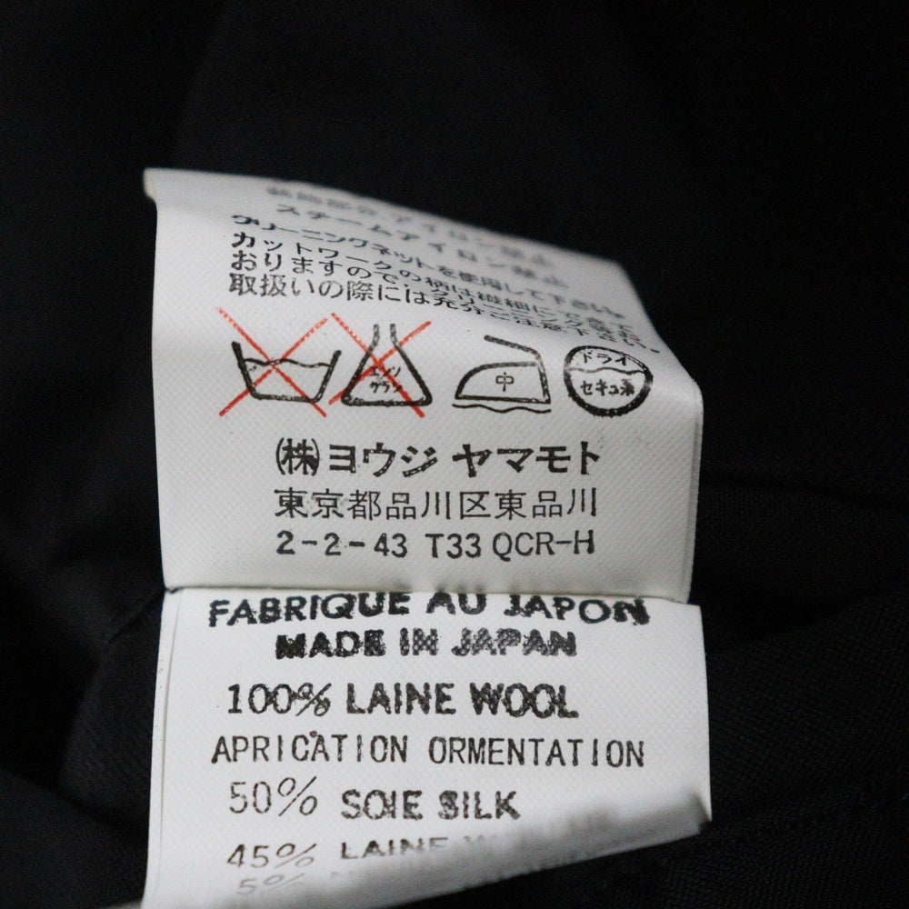 Yohji Yamamoto POUR HOMME(ヨウジヤマモト プールオム) 00AW クチュール期 刺繍ノーカラージャケット ブラック HT-J21-101