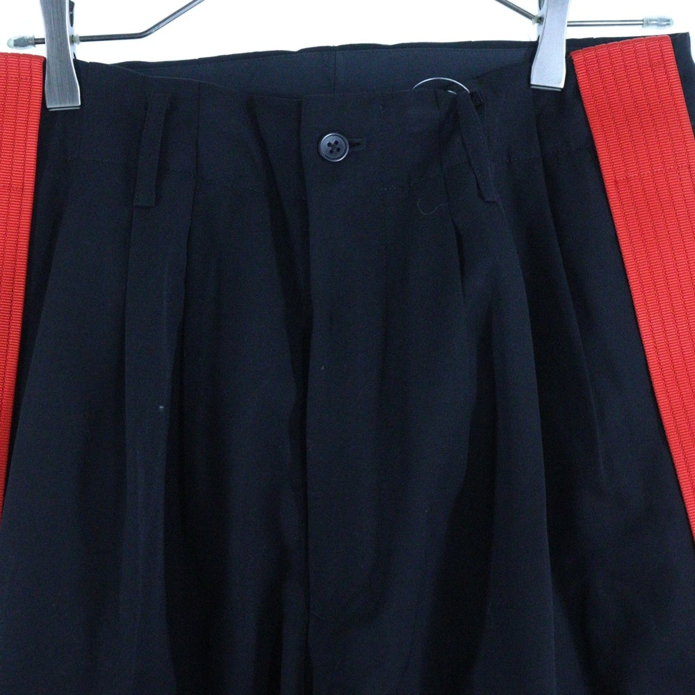 Yohji Yamamoto POUR HOMME(ヨウジヤマモト プールオム) 00SS アジアの不良 シートベルトパンツ トラウザー ブラック/レッド HB-P78-109