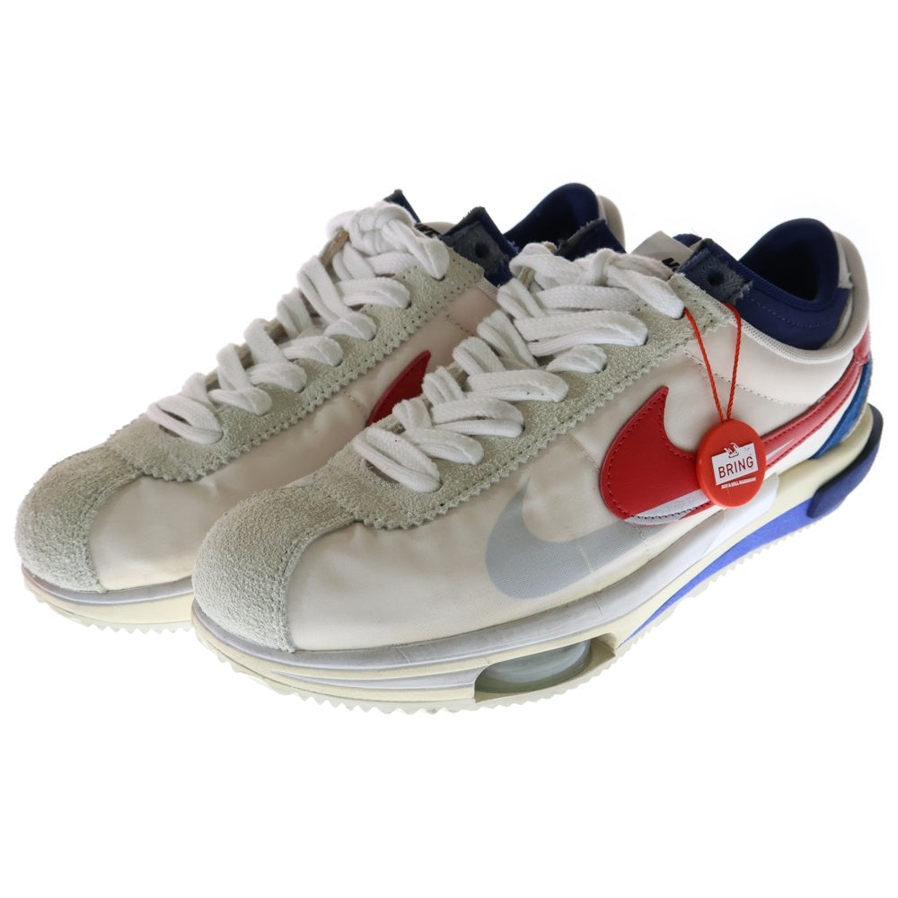 NIKE(ナイキ) ×sacai ZOOM CORTEZ WHITE AND UNIVERSITY RED DQ0581-100 サカイ ズーム コルテッツ ローカットスニーカー ホワイト/レッド/ブルー US9/27cm