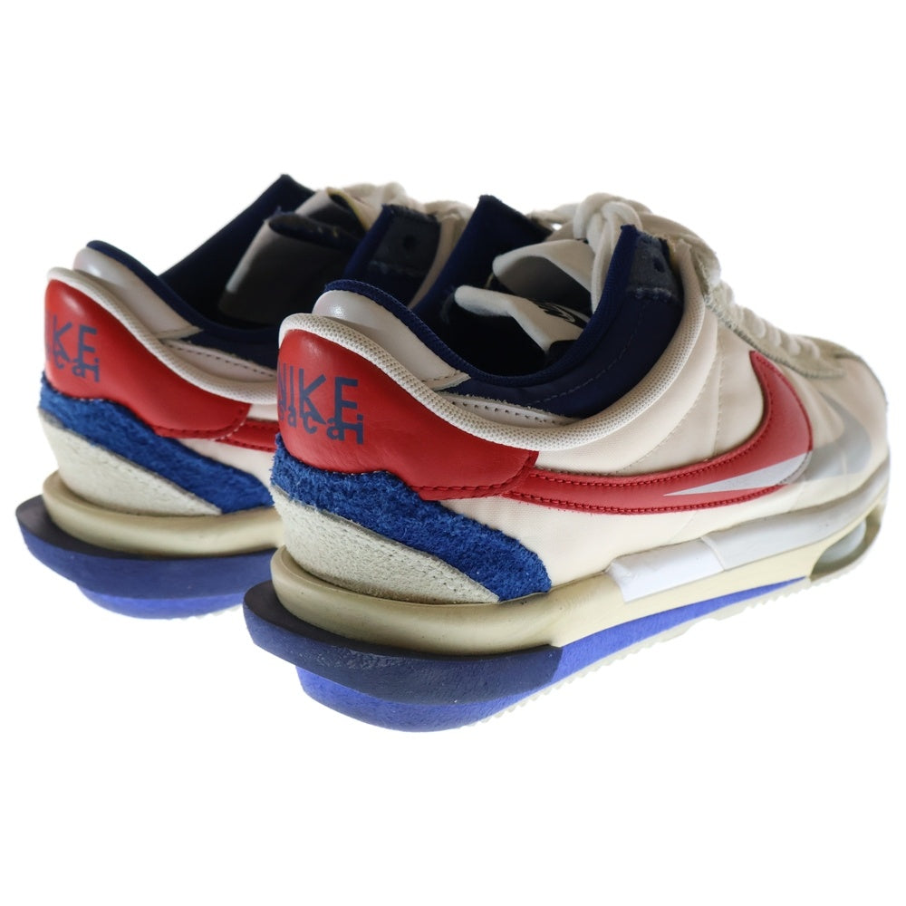 NIKE(ナイキ) ×sacai ZOOM CORTEZ WHITE AND UNIVERSITY RED DQ0581-100 サカイ ズーム コルテッツ ローカットスニーカー ホワイト/レッド/ブルー US9/27cm