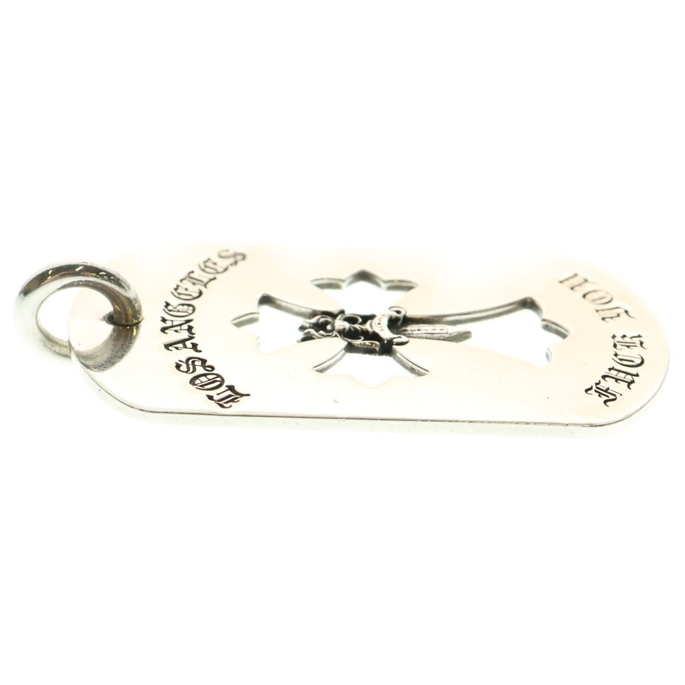 CHROME HEARTS(クロムハーツ) D TAG LRG CROSS DAGG LOS ANGELES ロサンゼルス限定 カットアウトクロスダガー ラージドッグタグ ネックレストップ シルバー