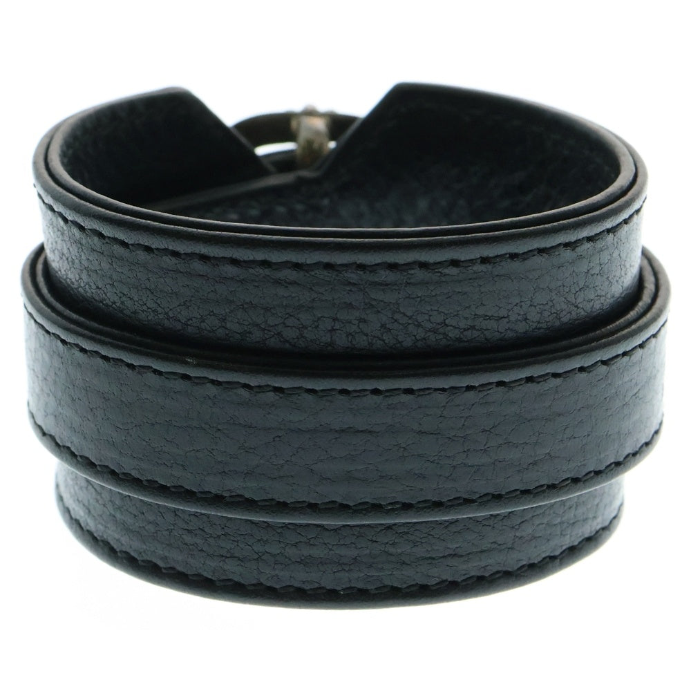 CHROME HEARTS(クロムハーツ) RR TINY BUCKLE ロックンロール レザーブレスレット ブラック/シルバー