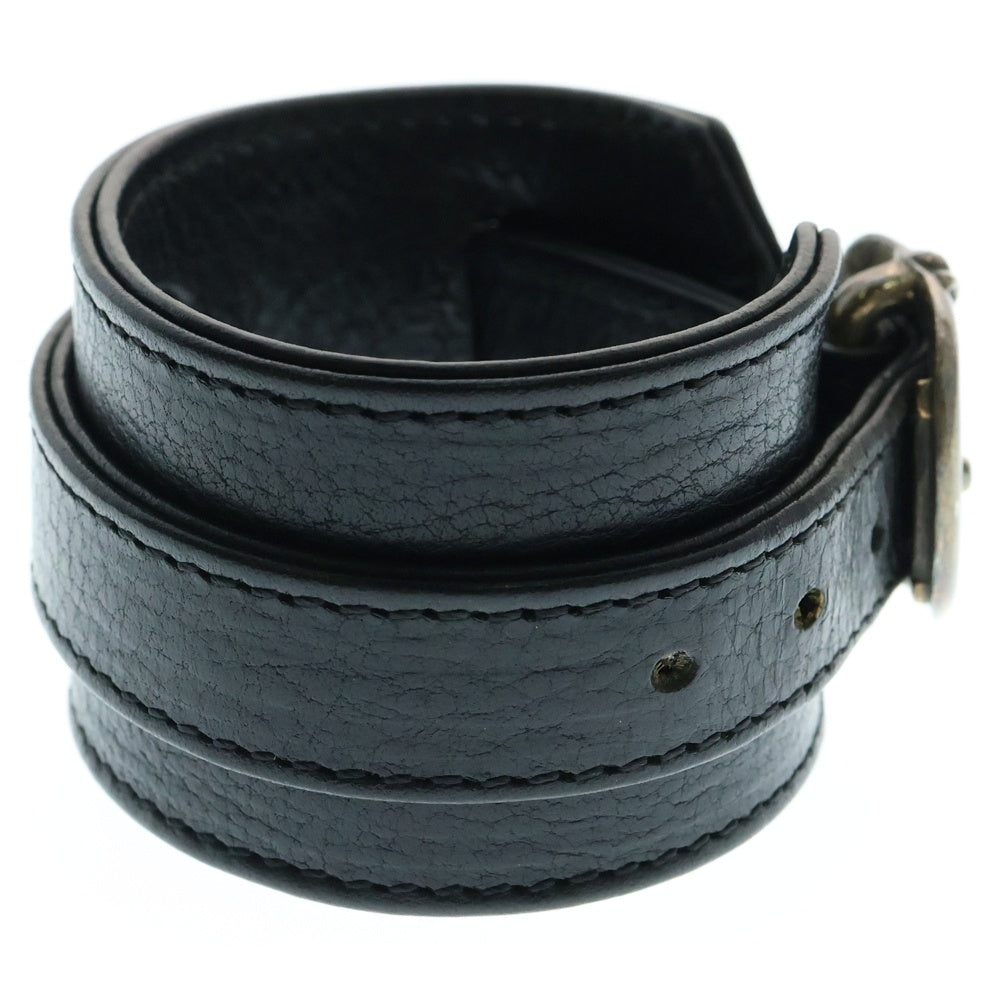 CHROME HEARTS(クロムハーツ) RR TINY BUCKLE ロックンロール レザーブレスレット ブラック/シルバー