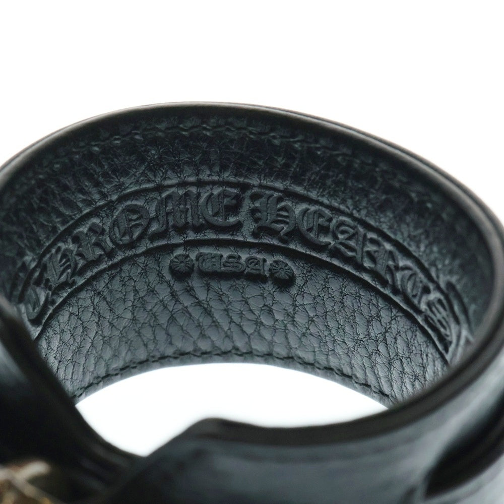 CHROME HEARTS(クロムハーツ) RR TINY BUCKLE ロックンロール レザーブレスレット ブラック/シルバー
