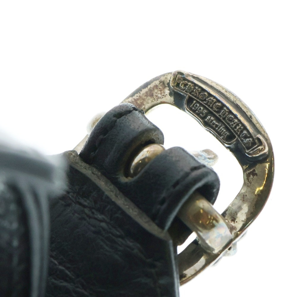 CHROME HEARTS(クロムハーツ) RR TINY BUCKLE ロックンロール レザーブレスレット ブラック/シルバー