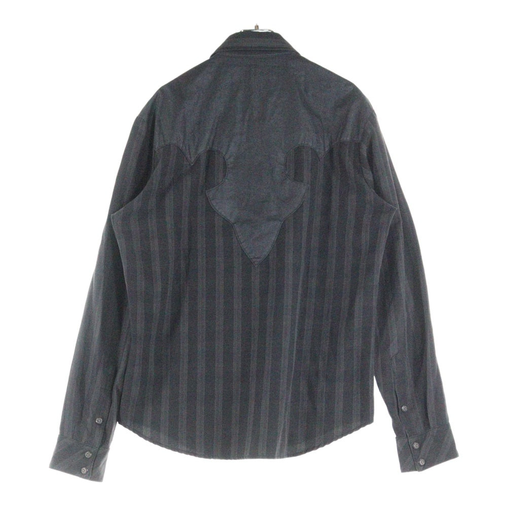CHROME HEARTS(クロムハーツ) OLD WESTERN CROSS クロスパッチ付き フローラルクロスボタン ウエスタン長袖シャツ JVPタグ グレー調