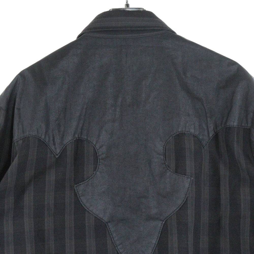 CHROME HEARTS(クロムハーツ) OLD WESTERN CROSS クロスパッチ付き フローラルクロスボタン ウエスタン長袖シャツ JVPタグ グレー調
