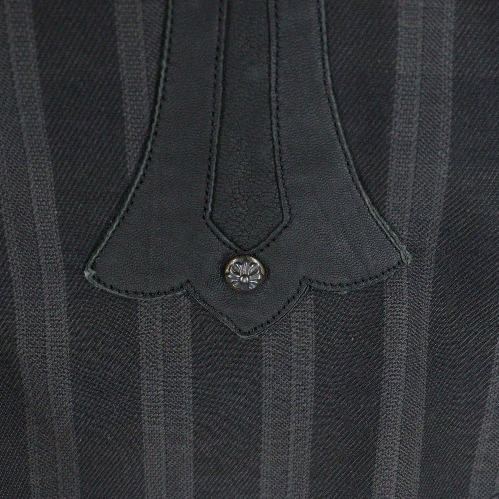 CHROME HEARTS(クロムハーツ) OLD WESTERN CROSS クロスパッチ付き フローラルクロスボタン ウエスタン長袖シャツ JVPタグ グレー調