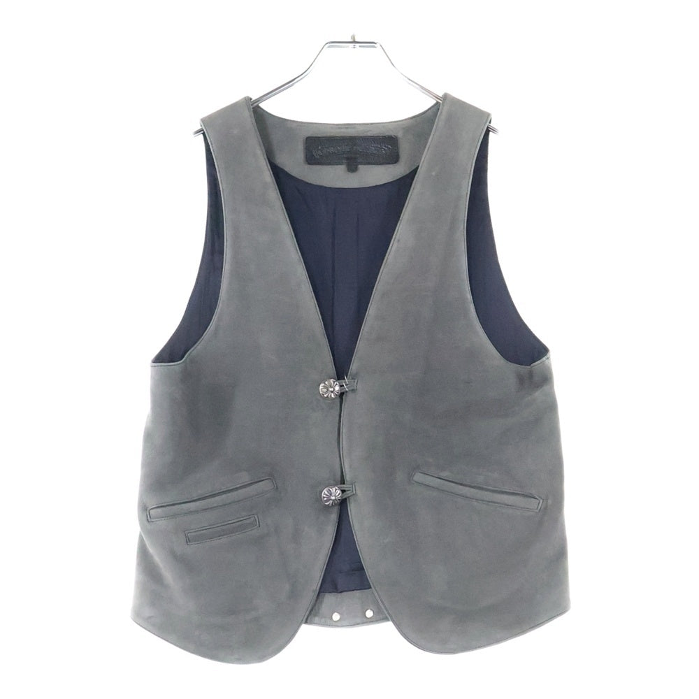 クロムハーツ クロスボールボタンスエードレザーベスト メンズ M CHROME HEARTS(クロムハーツ) CLASSIC 2B SUD クロスボール