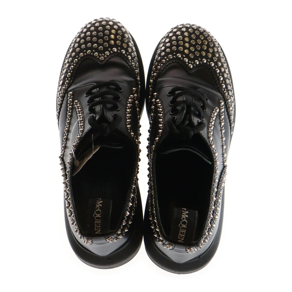 Alexander McQueen(アレキサンダーマックイーン) Hybrid Lace Up レザードレスシューズ スタッズ ブラック/シルバー610809