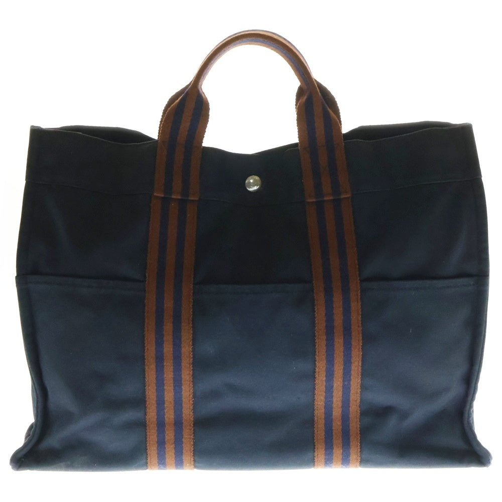 HERMES(エルメス) フールトゥ MM キャンパスハンドバッグ ネイビー