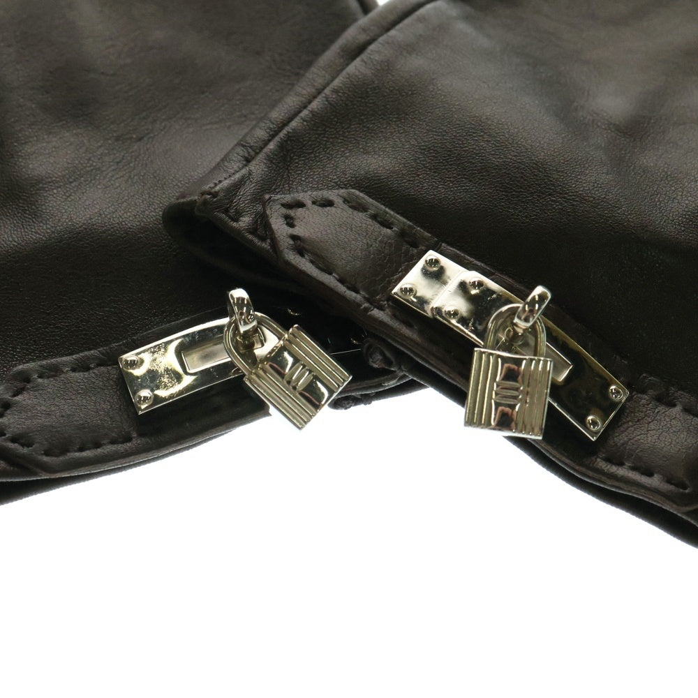 HERMES(エルメス) ケリー ラムレザー 手袋 ブラウン レディース